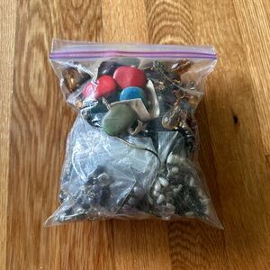 Big ziploc bag of antique and vintage crystals jewelry
